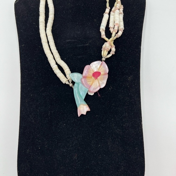 Inlay Pendant Asymmetrical Statement Necklace - Picture 9 of 9